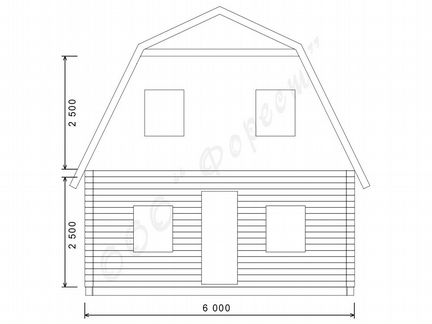 Сруб дома 7х6 м. из профилир. бруса с мансардой