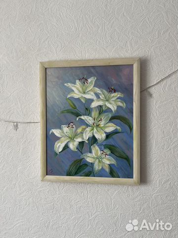 Картина маслом белые лилии