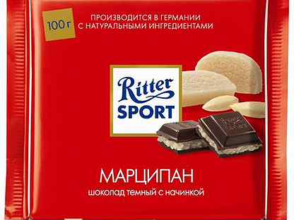 Шоколад Риттер Спорт темный Марципан 100г/12