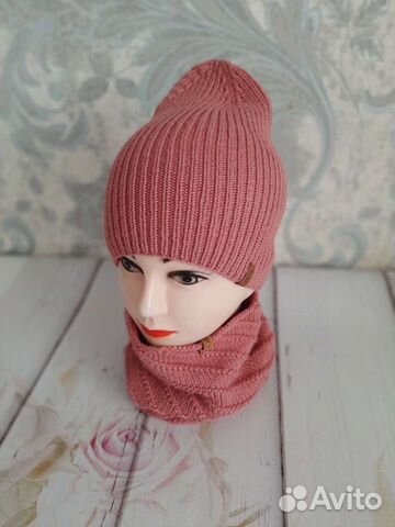 Комплект шапка и снуд, демисезон