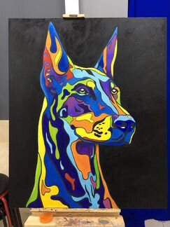 Картина поп арт доберман