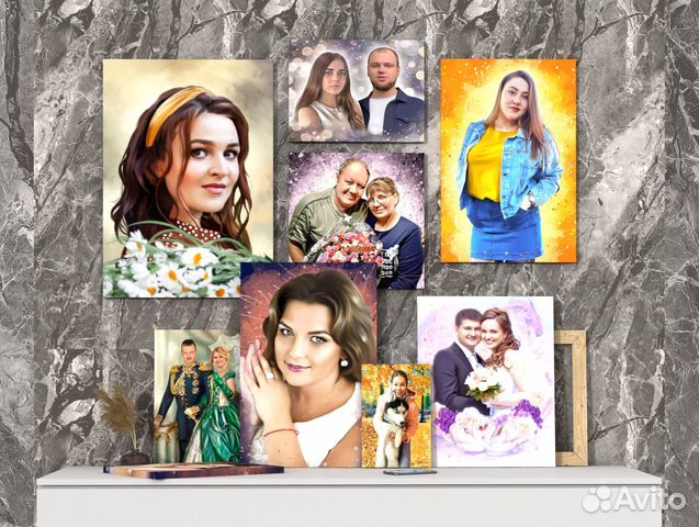 Портрет по фото на холсте, Фотоколлаж