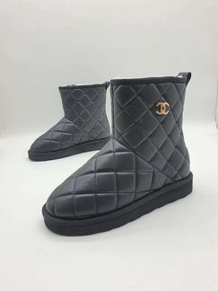 Угги шанель кожаные белые черные натуральные