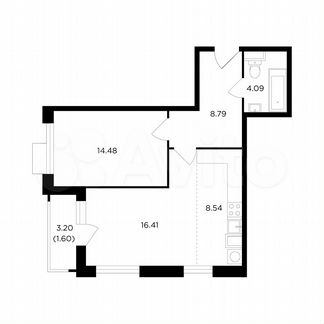 2-к квартира, 53.9 м², 2/27 эт.