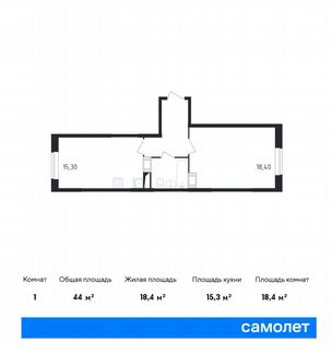 1-к квартира, 44 м², 21/23 эт.