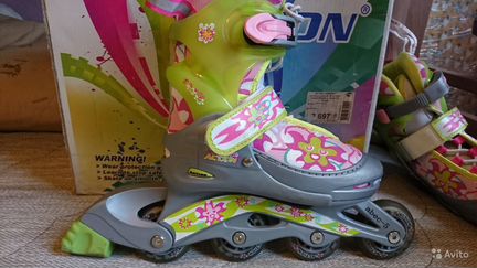 Ролики с защитой для девочки разм.30-33