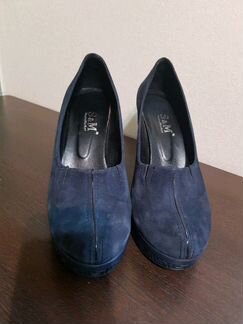 Туфли синие кожа замша натуральные