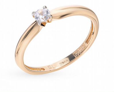 Золотое кольцо с фианитом размер 17,5