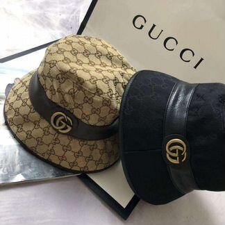 Панама шляпа лого черная коричневая гуччи