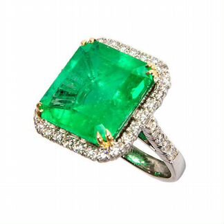 Кольцо с природным изумрудом 17,66 ct Intense Gree