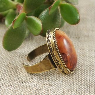 Кольцо Агат карамельно-вишневый (18х25мм)