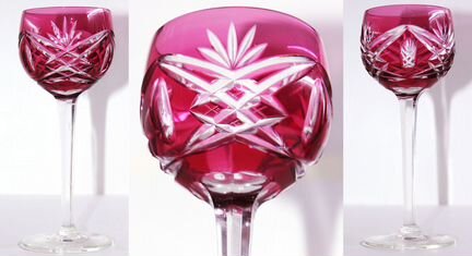 Бокал фужер цветной хрусталь рубин розовый 19см