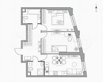 2-к квартира, 63.3 м², 4/39 эт.