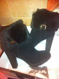 Alba ботильёны замша, мех, теплые, новые.39