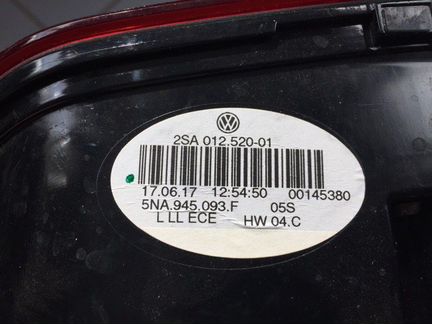 Фонарь левый Volkswagen Tiguan 5NA 2018