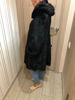 Шуба норковая с капюшоном
