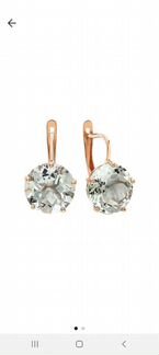 Золотые серьги с зелёными аметистами