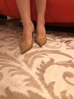 Туфли классические золотые со стразами блестящие д