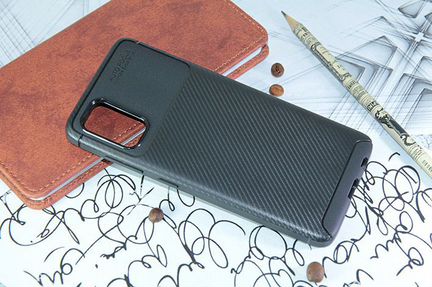 Чехол-накладка для Samsung A715F A71 becation beetles carbon TPU antishock черный