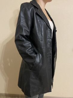 Винтажный кожаный тренч