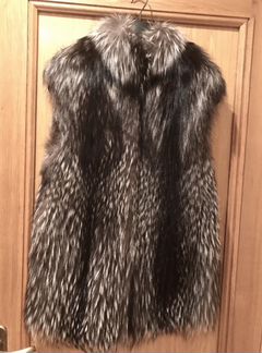 Меховой жилет из чернобурки высокого качества, 42