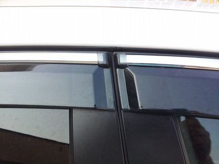 Дефлекторы Mitsubishi L200 нержавеющий молдинг