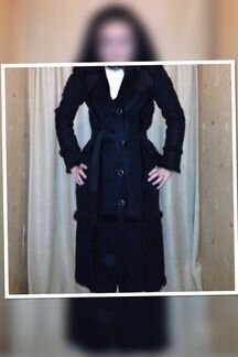 Дубленка чёрная с отделкой меха тоскана