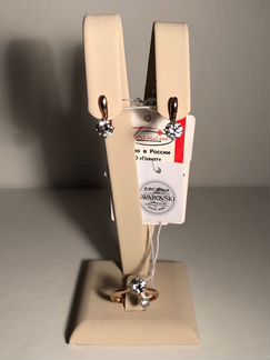 Комплект Swarovski из золота серьги и кольцо