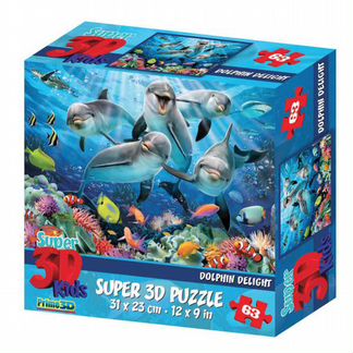 Пазл 3D Prime 3D 63 детали, Дельфиний восторг (13522-SBM)