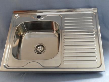 Мойка из нержавейки, 80х60 см, левосторонняя