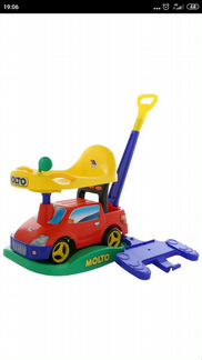 Машинка-каталка с ручкой