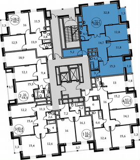 4-к квартира, 108.1 м², 16/17 эт.
