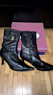 Сапоги кожанные, б/у, черные, размер 41, зимние