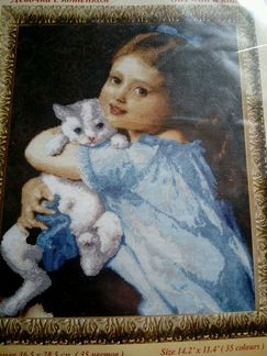 Набор для вышивания Девочка с котенком