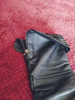 Сапоги кожаные демисезонные на каблуке, размер 35