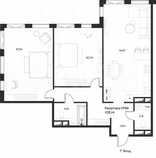 2-к квартира, 102.1 м², 8/17 эт.