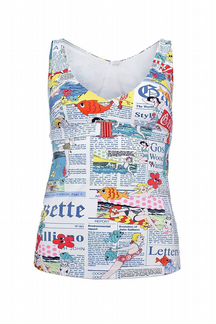 Белый новый топ John Galliano газетный принт