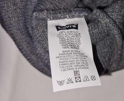 Шапка Levis теплая темно серая с лого пр Италия