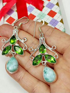 Серьги с ларимарами в серебре