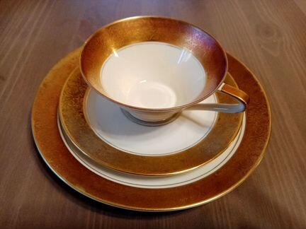 Коллекционное чайное кофейное трио костяной фарфор