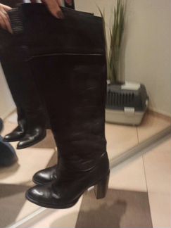 Сапоги казаки высокие натуральная кожа