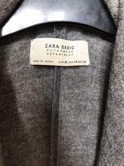 Пальто халат шерсть серое Zara