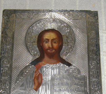Икона Господь Вседержитель Спас. Серебро. Масло
