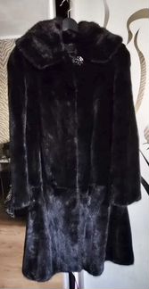 Шуба норковая черная с капюшоном 44-46
