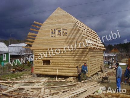 Сруб бани 6.25x6.25м. (ломаная мансардная крыша)
